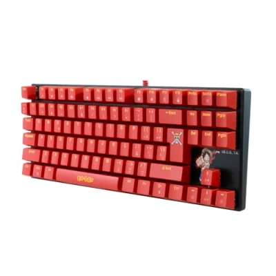 Image de FRTEC Clavier mécanique Gaming avec câble TKL, One Piece Luffy, marron tactile, anti ghosting, compatible PC, Mac, PS5, Switch, Xbox Series X/S (QWERTY) (clavier Piece)