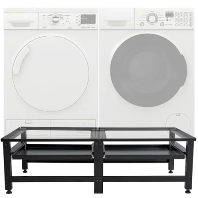 Image de CLP Support pour Machine ‡ Laver Double Tampa I …tagËre 2 appareils avec tiroirs, Couleur:Noir