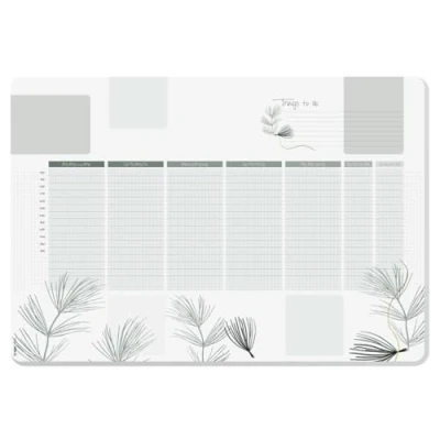 Image de SIGEL HO590 Sous main en papier, avec calendrier semainier non daté, A2 (59.5 x 41 cm), coins arrondis, vert et blanc, 30 feuilles