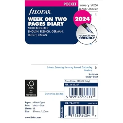 Image de Filofax Pocket week on two pages 5 language 2024 diary