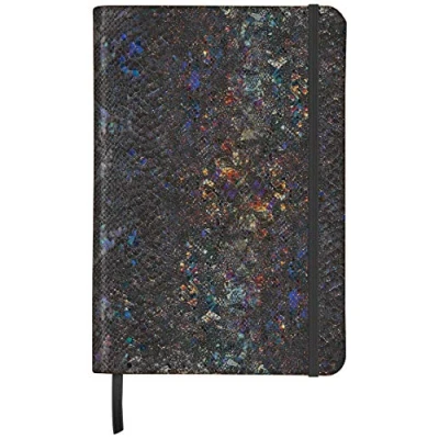 Image de Clairefontaine 400112C Carnet de Notes A5, Couverture Rigide en Véritable Cuir 144 Pages Lignées, Céleste Noir Brillant