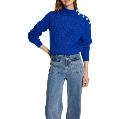 Image de Morgan Longsleeved WITH Buttons Pullover, Femme, Taille: Medium, Bleu electrique