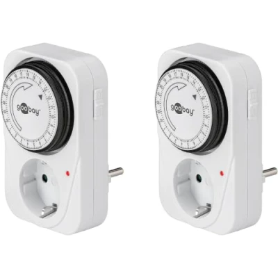 Image de Goobay 64893 Lot de 2 minuteries analogiques pour l&#039;intérieur Minuterie intérieure réglable 15 Minutes Convient LED contrôle Fonctionnement continu Possible