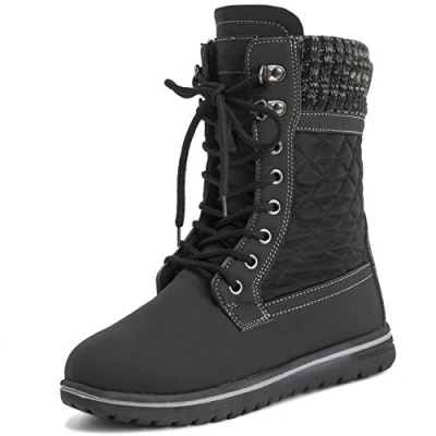 Image de Polar Boot Femmes Matelassé Court Neige Hiver Fausse Fourrure Chaud Durable Imperméable Bottes BLK37 AYC0525 Noir Nylon Cardy Taille 37 EU/4 UK