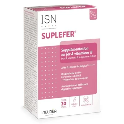 Image de ISN Suplefer® Aide à réduire la fatigue Riche en Fer et Vitamines du groupe B microencapsulé plus biodisponible Cure 30 jours