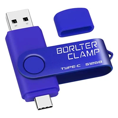 Image de Clé USB Type C 512 Go, BorlterClamp Mémoire Stick Double Connecteur 3.0 U Disque Flash Drive pour Smartphone Android Samsung S10/S9, Huawei Honor, etc., Tablette et Ordinateur (Bleu)