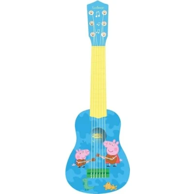 Image de Lexibook Peppa Pig Georges Ma première guitare, 6 cordes en nylon, 53 cm, guide inclus, bleu/jaune, K200PP, 21 Inch
