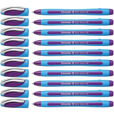Image de Schneider Slider Memo XB Stylo bille (avec capuchon, Pointe extra large (XB)) Violet, Lot de 10