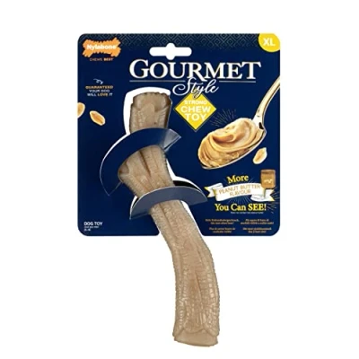 Image de Nylabone Force maximale, Robuste, extrême, Gourmet, infusé avec du Beurre de cacahuète dans Tout l&#039;os, Extra Grand, pour Chiens Plus 23 kg.