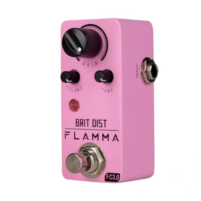 Image de FLAMMA FC20 Pédale de distorsion guitare électrique Effet à gain élevé avec contrôle fréquence moyenne réglable True Bypass