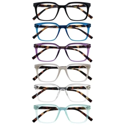 Image de OPULIZE KOI Lunettes de Lecture x6 Large Monture Rectangulaire Noir/Bleu/Violet/Gris/Transparent/Turquoises Hommes Femmes Charnières à Ressorts RRRRRR50 1357CQ +1.00