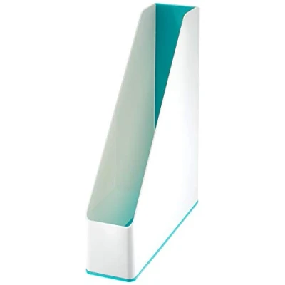 Image de Leitz WOW 53621051 Duo Colour Lot de 4 porte revues Format A4 Bicolore Blanc/bleu glacé