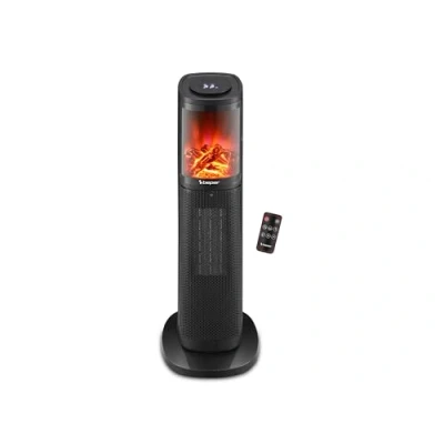 Image de BEPER P203TER011 Colonne chauffante en céramique, 2000W, Chauffe ventilateur avec affichage LED, Minuterie programmable, Double fonction, Télécommande incluse, Noir