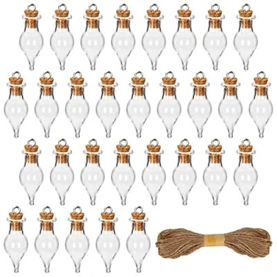 Image de BELLE VOUS (Lot de 30 Pot avec Bouchon Liege et Ficelle pour Potion en Verre Mini Bocaux 1,5 ml Petit Bocal Mariage Dragées, Vœux &amp; Loisirs Créatifs