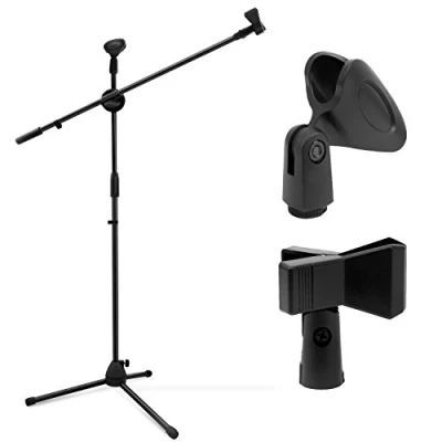 Image de Ohuhu Générique Support de Microphone, microphone Perche avec Pince, Pied Stand double Mic clip (1 Pièces)