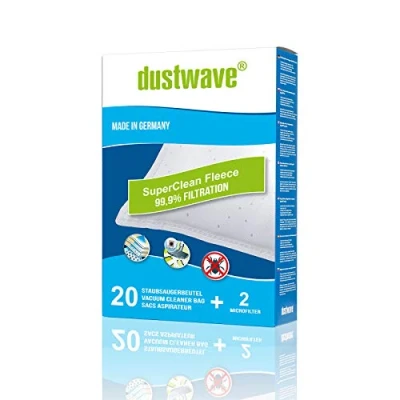 Image de Dustwave® Lot de 20 sacs filtrants pour aspirateur Rowenta Dymbo Plus avec micro filtre inclus