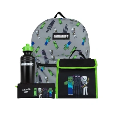 Image de Minecraft Sac École Ensemble Garçon Trousse Scolaire Sets De Sacs Scolaires One Size Noir