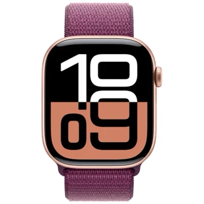 Image de Apple Watch Series 10 46mm Or (Bracelet En Nylon Violet)