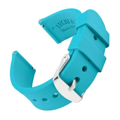 Image de Archer Watch Straps Bracelet de Montre en Caoutchouc Coloré Rechange Silicone pour Classique ou Connectée Libération Rapide (Bleu Pacifique, 20mm)