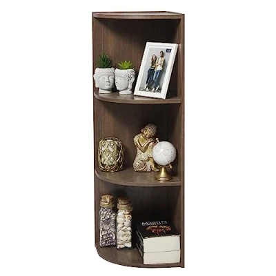Image de Iris Ohyama, Meuble de Rangement en Bois, Bibliotheque coin, 3 Niveaux Étagère, d&#039;Angle Modulaire, Polyvalent, Marron, Ouvert, pour Salon, Bureau, Chambre, Livre, Assemblage Facile, CX 3C