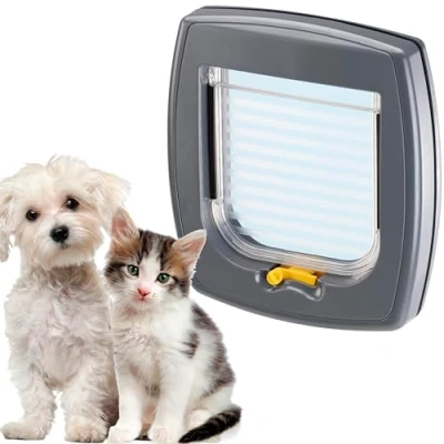 Image de Ferplast Chatiere, Porte pour Chats et Petits Chiens, Installation Universelle, Entrée Sortie Contrôlables à 2 Voies, Tunnel Partiel, Swing 1 Chatiere Chat Chien, Gris