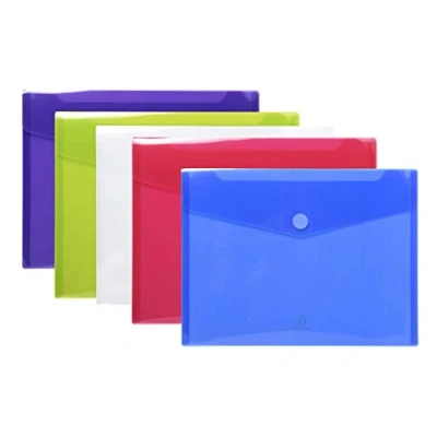 Image de Exacompta Réf. 56420E Carton de 50 pochettes enveloppes fermeture scratch et rabat En PP souple Dimensions d&#039;une pochette : 24 x 31,5 cm Format à classer A4 Couleurs assorties