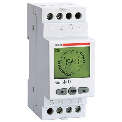 Image de VEMER VE512000 Simply D Minuterie Programmable Numérique, Interrupteur Horaire avec Programmation Journalière, Montage sur Rail DIN, Blanc