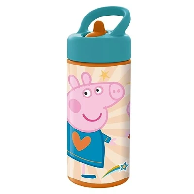 Image de p:os POS 35142 Gourde Peppa Wutz pour Enfants, Bouteille d&#039;eau avec Paille intégrée, contenance env. 410 ML, Anti Fuite, l&#039;école, Le Sport et Les Loisirs, 35142, Multicoloured