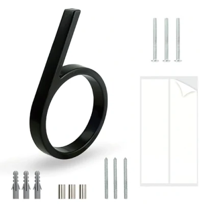 Image de HASWARE 5 Pouce (12cm) NuméRo De Maison Flottant: Chiffres Porte Modernes Signalisation Pour Le Bureau Poste Rue (Noir AméLioré, 6)