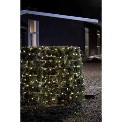 Image de Konstsmide 3730 103 Guirlande d&#039;Eclairage Extérieur sur Pile avec Interrupteur 240 LEDs Blanc Chaud Câble Transparent