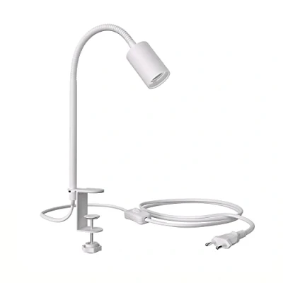 Image de ledscom.de Lampe à pince, col de cygne LELE, interrupteur, blanc mat, 1x E27 max. 60W, foyer d&#039;éclairage réglable, adaptabilité la lumière, position éclairage