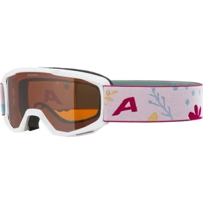 Image de ALPINA PINEY Lunettes de ski anti buée, extrêmement robustes et incassables, avec protection UV 100% pour enfants, blanc/fleur mat, taille unique