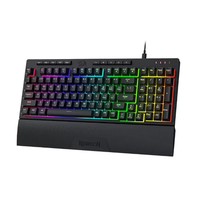 Image de Redragon K515 Shiva Clavier de jeu à membrane RVB, 98 touches, toucher mécanique avec interrupteur linéaire, touches macro et multimédias intégrées, repose poignet amovible, logiciel pris en charge