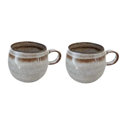 Image de PintoCer 2 tasses avec poignée, céramique grès, idéal pour café, lait, thé et chocolat, passe au lave vaisselle micro ondes