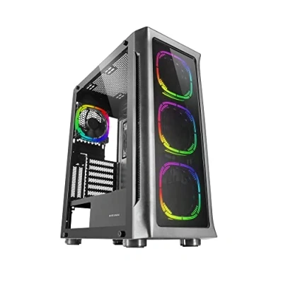 Image de Mars Gaming MC NEO Noir, Tour XXL E ATX, Vitres Latérales et Frontales Verre Trempé, 4 Ventilateurs ARGB 120mm + Ventilateur 120mm, Système CPU Freezer