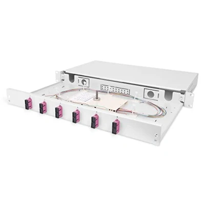 Image de DIGITUS boîte d&#039;épissure Fibre Optique 6 couplages SC OM4 1U 19 Pouces Multi Mode Simplex avec Cassette Montage en Rack