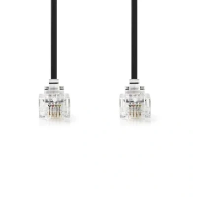 Image de Câble Telecom NEDIS TCGL90200BK100 RJ11 Mâle 10.0 m plat plaqué or