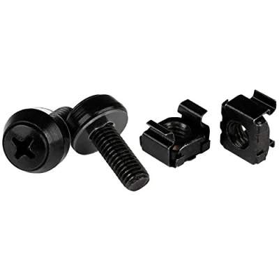 Image de StarTech.com Écrou cage M6 vis Pack de 50 Écrous et M6x12 montage pour rack armoire serveur Noir (CABSCREWM6B)