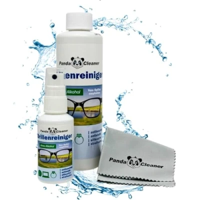 Image de PANDACLEANER Nettoyant pour lunettes Spray de 50 ml + recharge 250 sans alcool Nettoyage traces et formule anti buée Fabriqué en Allemagne