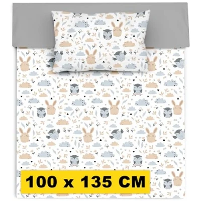 Image de Amilian Parure de lit 2 pièces en 100 % coton pour enfant et bébé Housse couette x 135 cm taie d&#039;oreiller 40 60 Avec fermeture à rabat Ballerine