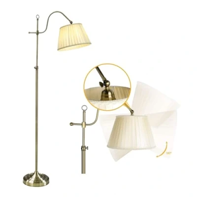 Image de Rétro Lampadaire De salon dimmable Avec télécommande, E27 Lampe Sur Pied Chambre LED Abat Jour En Tissu, Max 40W, Sol Métal Pour À Coucher, Bureau, Lecture,Doré