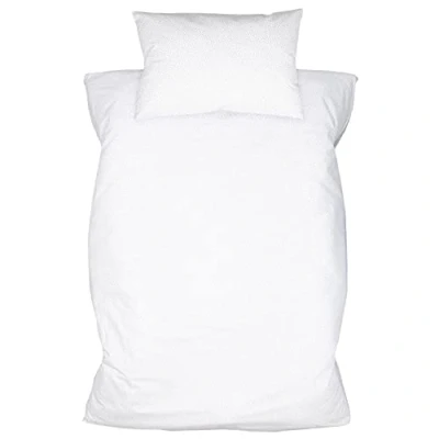 Image de Amilian Parure de lit, 2 pièces, en 100 % coton, pour enfant et bébé, housse couette x 135 cm taie d&#039;oreiller 40 60 cm, avec fermeture à rabat, au motif points, gris clair