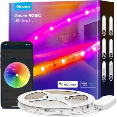 Image de Govee Ruban LED RGBIC, 5m, WiFi Bande Compatible avec Alexa et Google Assistant, Contrôle App, DIY, Sync Musique, Lumières à Changement de Couleur pour Chambre, TV, Intérieur