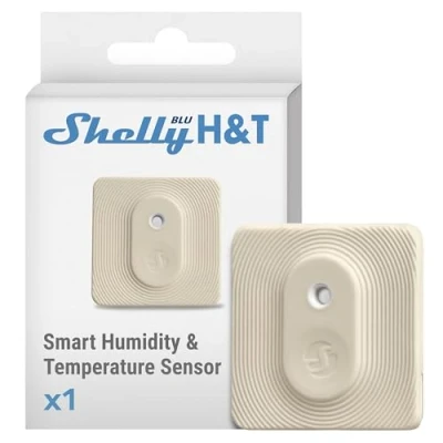 Image de Shelly BLU H&amp;T Ivoire Capteur de température et d’humidité Bluetooth Protection IP54 Portée 10 à 30 m Aucun hub requis Scènes personnalisées Alexa &amp; Google Home App iOS, Android