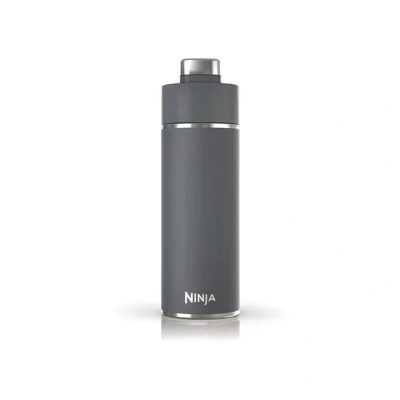 Image de Ninja Thirsti bouteille et flasque 700 ml avec couvercle étanche, conçue pour boissons gazeuses, chaudes froides. Voyage/sport. Triple isolation, en acier inoxydable, Gris, DW2401EUUKGY