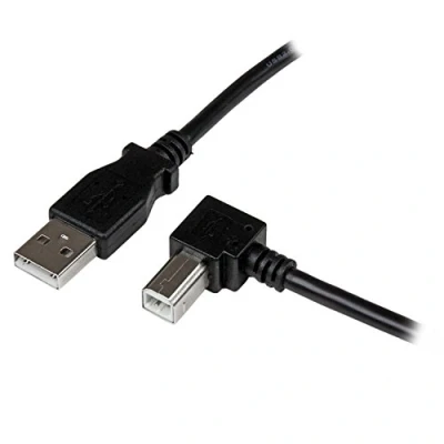 Image de StarTech.com Câble USB 2.0 Type A vers B Coudé à droite Mâle / Adaptateur pour imprimante 2 m Noir (USBAB2MR)