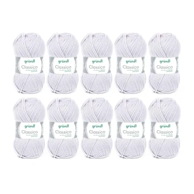 Image de laine Gründl Classico (fil à crochet certifié OEKO TEX 50 % vierge (mérinos superwash) &amp; polyacrylique, g / 120 m, grosseur d&#039;aiguilles : 3,5 4,5, 10 pelotes de g), Grigio Chiaro