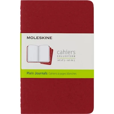 Image de Moleskine Set de 3 cahiers pages blanches Format poche Couverture souple 9 x 14 cm Rouge