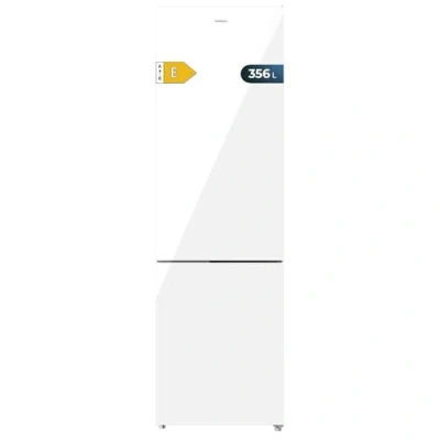 Image de Cecotec Réfrigérateur combiné Bolero CoolMarket Combi 356 White Glass E. 356L, Total No Frost, Multi Airflow, Mode Vacances, Humidity Box, porte réversible, alarme de porte.