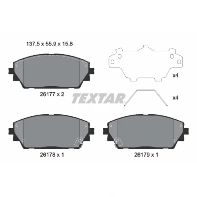 Image de TEXTAR 2617701 Jeu de plaquettes frein avec indicateur d&#039;usure accessoires MAZDA: 3 3/5 portes